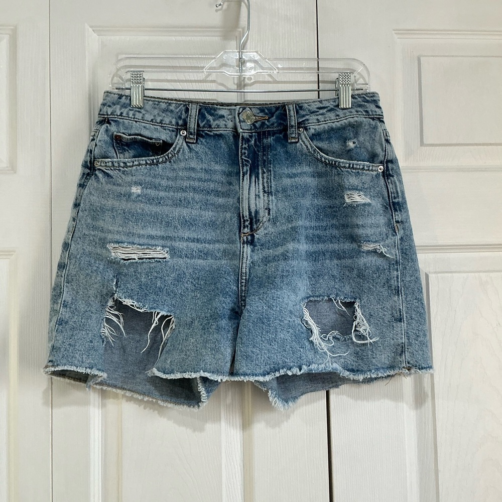 🤎 Denim Co. Primark Cares Blue Distressed Denim Cut Off Jean Shorts - Size 8/29